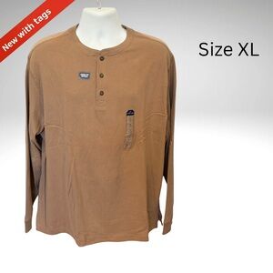 St. John’s Bay Men’s Henley Shirt XL NWT Sueded Cotton Brown